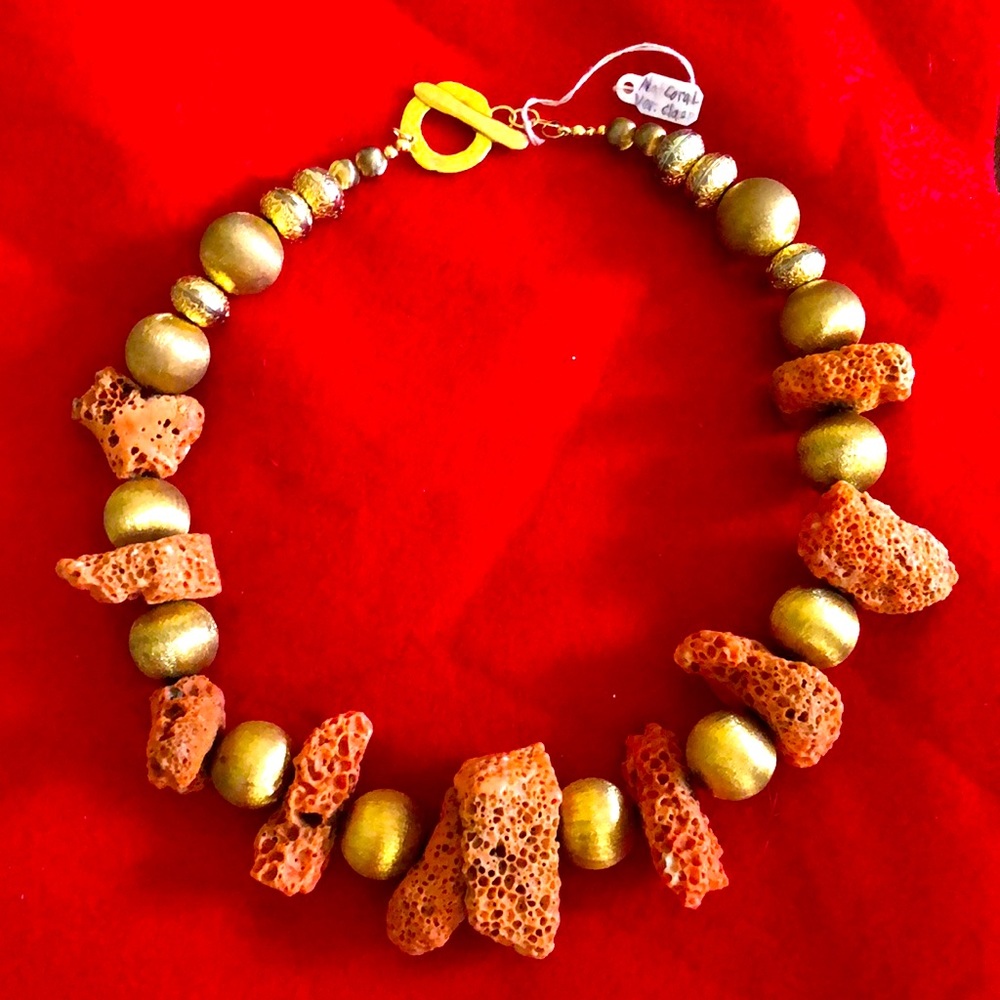 Coral and gold necklace